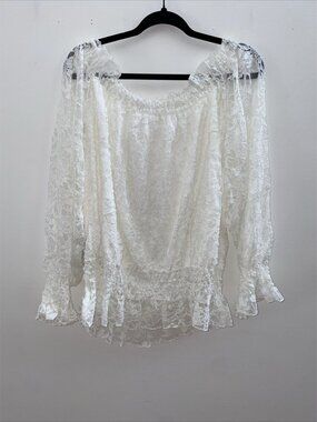 White Lace Off-the-Shoulder Blouse